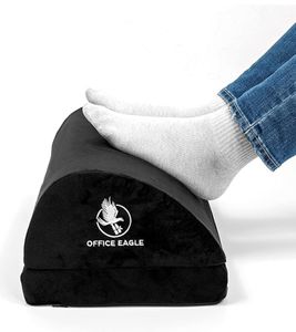 OFFICE EAGLE Fußstütze mit Memory-Schaumstoff individuell höhenverstellbare Fußablage Beinauflage 43x25x18 cm Schwarz