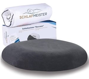 orthopädisches SCHLAFMEISTER Raccoon Sitz-Kissen OEKO-TEX zertifiziert Steißbein-Kissen Sitzring 44x42x8cm Schwarz