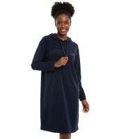 weiches KangaROOS Damen Samt-Kleid bequemes Haus-Kleid mit Kapuze Langarm-Kleid Dunkelblau