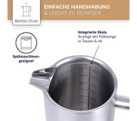 Cafetera de prensa francesa de acero inoxidable Barista’s Choice, con aislamiento de doble pared – Cafetera de filtro para café aromático, 1 litro, plateada