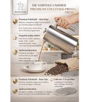 Cafetera de prensa francesa de acero inoxidable Barista’s Choice, con aislamiento de doble pared – Cafetera de filtro para café aromático, 1 litro, plateada