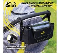 &GO Kinderwagen Organizer inkl. 5 Wickelunterlagen Universal Buggy Tasche mit transparentem Smartphone-Fach Regenschutz Getränkehalter & viel Stauraum Schwarz 
