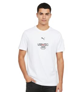 Camiseta de automovilismo PUMA X Scuderia Ferrari Charles Leclerc para hombre con nombre y logotipo, algodón 625656 02 blanco