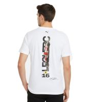 Camiseta de automovilismo PUMA X Scuderia Ferrari Charles Leclerc para hombre con nombre y logotipo, algodón 625656 02 blanco