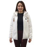 Bequeme sheepworld Damen Teddyfleece-Weste mit gesticktem Motiv Kuschel-Jacke oder Pyjama-Set mit Marken Motiven Weiß oder Grau