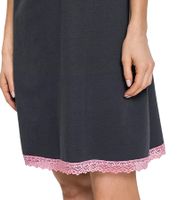 Confezione da 2 pigiami da notte decorativi da donna con delicato pizzo e fiocchi, camicia da notte in cotone 927280 Grigio/Rosa