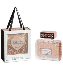 Linn Young Coeur Frivole Eau de Parfum Femme, Parfum Floral-Sucré, Pochette Cadeau Décorative Incluse, 100 ml, Rose
