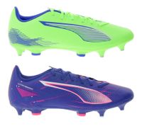 Chaussures de football PUMA ULTRA 5 PLAY MxSG colorées avec crampons métalliques fixes. Chaussures d'entraînement, chaussures de sport, chaussures à lacets, accessoires de fitness. 107904 Vert fluo/Bleu ou Violet/Rose