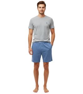 Pijama corto ligero de dos piezas de algodón para hombre de SCOTCH & SODA, SSSP25M389721-410, gris/azul marino