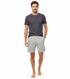 Pijama corto ligero de dos piezas de algodón para hombre de SCOTCH & SODA, SSSP25M389721-050, azul oscuro/gris