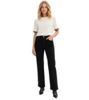 Extravagant Women's Twill Trousers, Modern Cut, Slim Fit with Rivets, 974561 Black