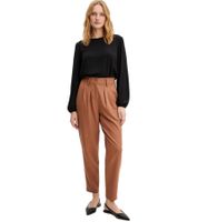 Comfortable Women's Pleated Wool-Look Trousers, Loose Fit, Casual Trousers 923572 Brown