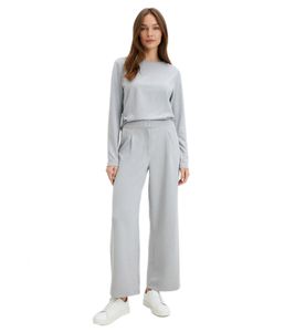 Relaxed Women's Trousers, Wide Leg Jogger Style with Front Darts, 942309 Gray
