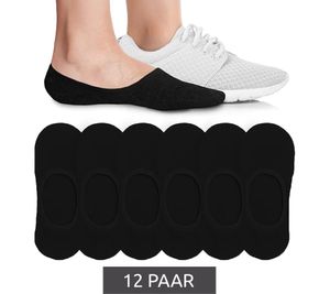 12 Pairs of eedor Women's Flat Ankle Socks, Invisible Non-Slip Cotton Socks, Size: L / EU 39-41, Sneaker Socks, Black