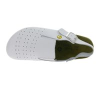 Sandalias de trabajo HSM antideslizantes para mujer, de piel auténtica con protección ESD y clase de protección SRC, de segunda mano, de grado B, color blanco.