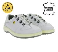 Zapatos de trabajo con cordones antideslizantes hsm para hombre, con certificación ESD, de piel auténtica, clase de protección SRA, de caña baja, profesionales, de segunda mano, de grado B, color blanco.