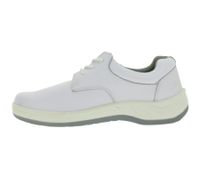 Zapatos de trabajo con cordones hsm para mujer, antideslizantes, con certificación ESD, de piel auténtica, clase de protección SRA, de caña baja, profesionales, de segunda mano, de grado B, color blanco.