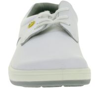 Zapatos de trabajo con cordones hsm para mujer, antideslizantes, con certificación ESD, de piel auténtica, clase de protección SRA, de caña baja, profesionales, de segunda mano, de grado B, color blanco.