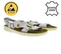Sandalias de trabajo antideslizantes HSM para mujer, compatibles con ESD, de piel auténtica, con protección SRA, tipo mules, calzado profesional, de segunda mano, de grado B, calzado médico, color blanco.