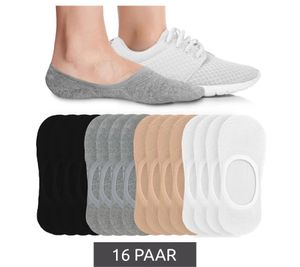 16 Pairs of eedor Women's Flat Ankle Socks, Invisible Non-Slip Cotton Socks, Size: L / EU 39-41, Sneaker Socks, Beige, White, Black, Heather Gray
