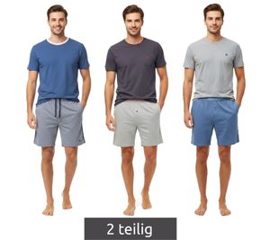 Lightweight SCOTCH & SODA Men's 2-Piece Shorty Pyjama Set in Cotton, Available in Gray/Navy, Blue, or Dark Blue/Gray