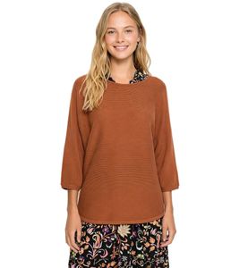 Comfortable Women's Oversized Ribbed Knit Sweater with 3/4 Sleeves 964101 Brown