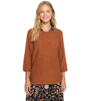 Comfortable Women's Oversized Ribbed Knit Sweater with 3/4 Sleeves 964101 Brown