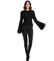 Extravagant Women's Knit Sweater with Bell Sleeves, Fine Knit, Everyday Sweater 908376 Black