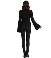 Extravagant Women's Knit Sweater with Bell Sleeves, Fine Knit, Everyday Sweater 908376 Black