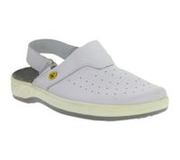 Sandalias de trabajo HSM antideslizantes para hombre, compatibles con ESD, de piel auténtica con clase de protección SRA, de segunda mano, de grado B, color blanco.