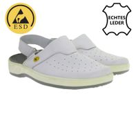 Sandalias de trabajo HSM antideslizantes para hombre, compatibles con ESD, de piel auténtica con clase de protección SRA, de segunda mano, de grado B, color blanco.