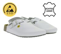 Sandalias de trabajo HSM antideslizantes para hombre, compatibles con ESD, de piel auténtica con clase de protección SRA, de segunda mano, de grado B, color blanco.