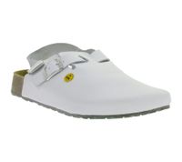 Sandalias de trabajo HSM antideslizantes para hombre, compatibles con ESD, de piel auténtica con clase de protección SRA, de segunda mano, de grado B, color blanco.