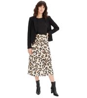 Soft Women's Wrap Skirt with Trendy Leopard Print Plus Sizes 907940 Beige/Brown
