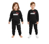 Comfortable PUMA Kids' Jogging Suit for Boys and Girls, 2-Piece Set: Sweat Joggers, Crew Neck Sweater, Cotton Set 627915 01 Black