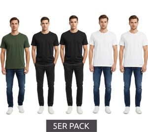 High-quality 5-pack SCOTCH & SODA Crew Neck Men's T-Shirt Basic Shirt Undershirt Cotton Shirt SSFA25M2312806 019 Black/White/Green