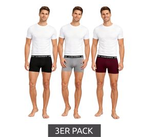 3er Pack Le Coq Sportif Basic Boxer Herren Boxer-Shorts Baumwoll-Unterhose Unterwäsche K46932CO Grau/Bordeaux/Schwarz