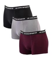 3-Pack Le Coq Sportif Basic Boxer Shorts for Men, Cotton Underwear K46932CO Gray/Burgundy/Black