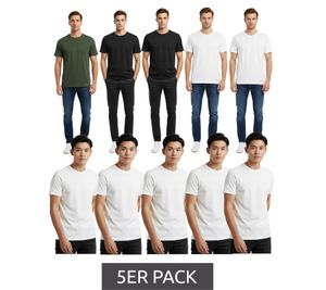 High-quality 5-pack SCOTCH & SODA Crew Neck Men's T-Shirt Basic Shirt Cotton Shirt SSFA25M2312806 in White or Black/White/Green