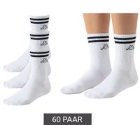 60 Paar Kappa Tennis-Socken Baumwoll-Strümpfe mit Markendruck Alltags-Socken 371E7JW A00 Weiß