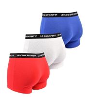 3er Pack Le Coq Sportif Basic Boxer Herren Boxer-Shorts Baumwoll-Unterhose Unterwäsche K46938CO Rot/Grau-meliert/Blau