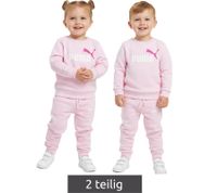 bequemer PUMA Kinder Jogging-Anzug für Jungen und Mädchen 2 teiliger Sweat-Jogger Rundhals-Pullover Baumwoll-Set 627915 in Schwarz oder Rosa