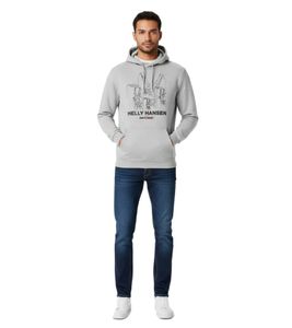 Helly Hansen Manchester Graphic Men's Hoodie, Cotton Pullover with Hood, 300 g/m² Sweatshirt 78380 970 Grey