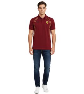 Polo a maniche corte da uomo PUMA X Scuderia Ferrari Race, in cotone, modello Motorsport 701231829 002 Rosso