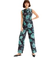 floraler Damen Satin Jumpsuit mit Blumenmuster Urlaubs-Outfit 904269 Grün/Blau
