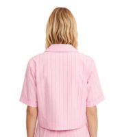 Stylische Damen Hemdbluse im Nadelstreifen-Design Kurzarm-Hemdbluse 912758 Rosa