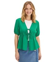 lässige Damen Bluse mit weiten Ärmeln und Bindeband Sommer-Shirt 917998 Grün