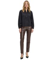 Chemisier élégant en coton pour femme avec broderie œillet discrète - Chemise d'été 967654 Noir