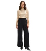 Sparkling Women's Jumpsuit Party Suit with Sequins and Stand-Up Collar 909627 Black/Gold