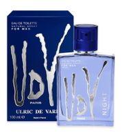 Seducente Eau de Toilette da uomo Ulric De Varens Night Paris, fragranza corpo fruttata e orientale, 100 ml, blu